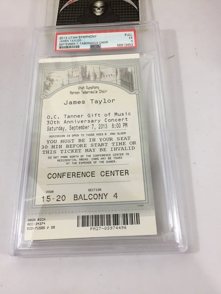 James Taylor Mormon Tabernacle Choir Ticket & Program Psa 5 Very Rare Pop 1 - Image 2 of 4