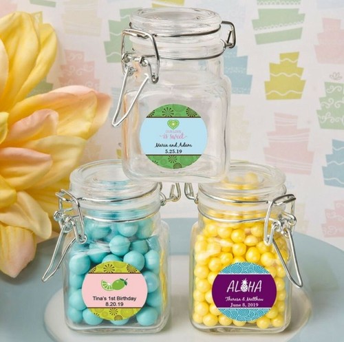 12 x Square Base Glass Jar & Clip Lid Favour Bomboniere Gift Wedding Christening - Picture 8 of 8