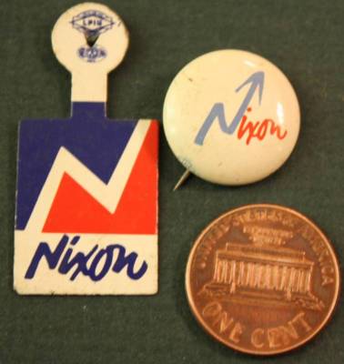 1968 Richard Nixon for President matched lightning bolt pin tab 