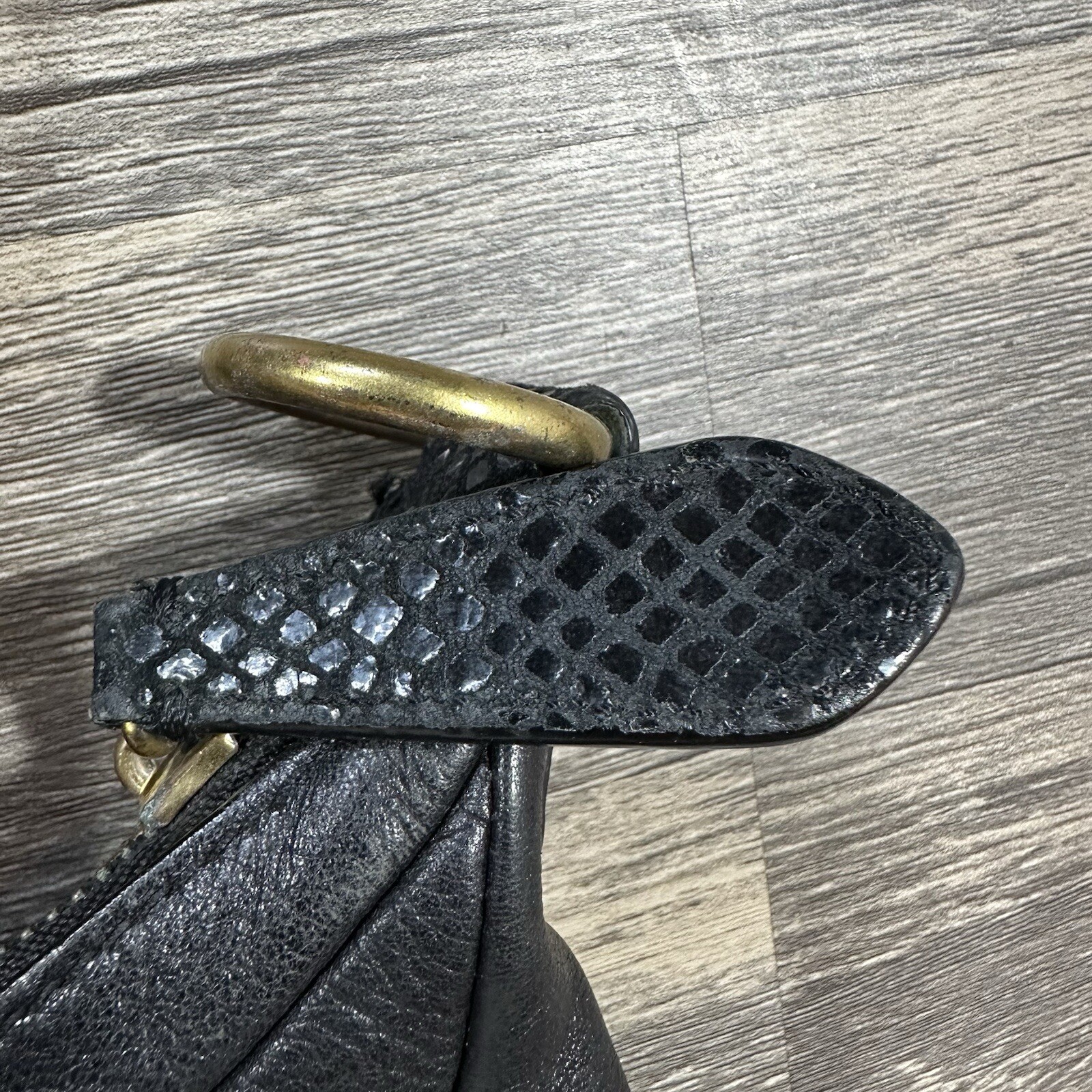 Coach Ashley Black Leather Python Trim Purse Shou… - image 8