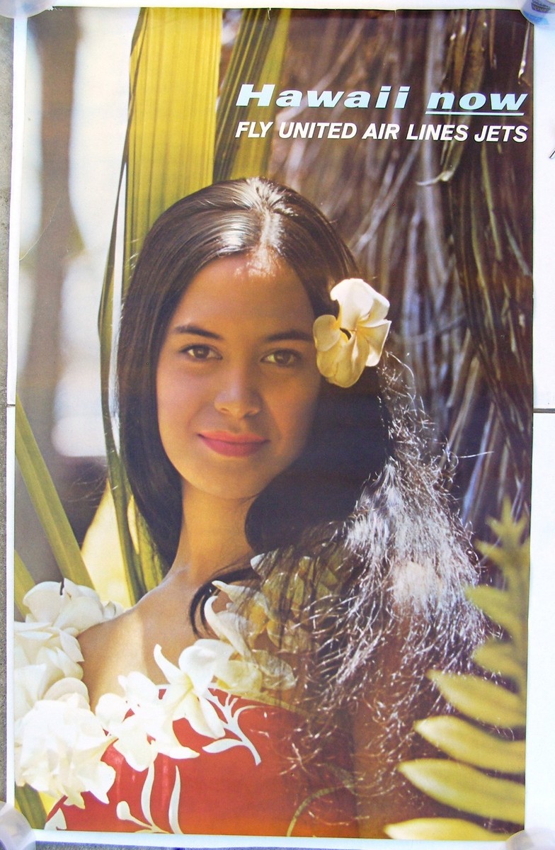 HAWAII UNITED AIR LINES ポスター 60s United Air Lines Hawaii