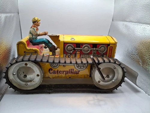 Vintage 1950s Marx Caterpillar Diesel Tractor Tin Litho Wind-Up Toy
