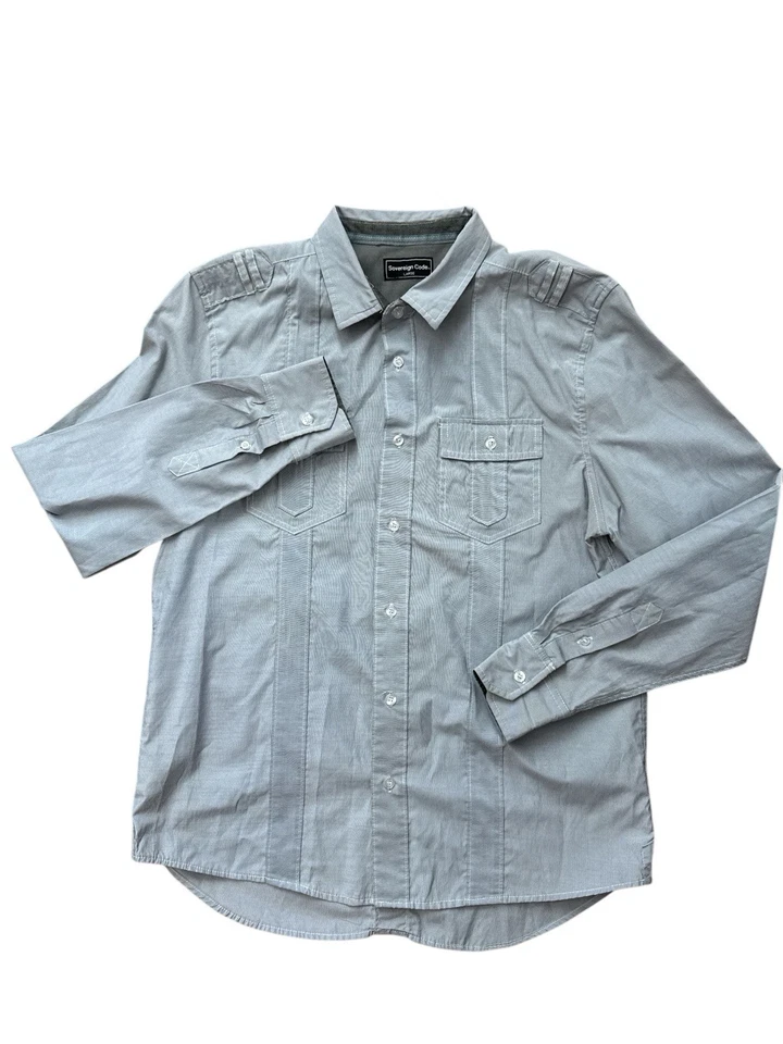 Sovereign Code Men’s Shirt Button Down Long Sleeve Shirt Size Large Striped - Image 2 of 4