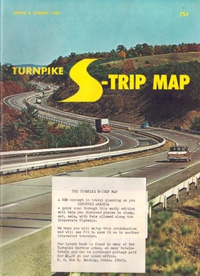 Turnpike S-Trip Map 1960 Eastern US Motel Hotel Guide PA NJ NY Thruway Garden St