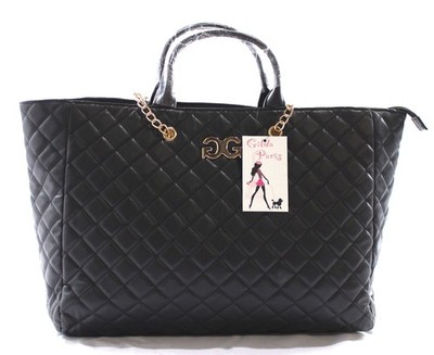 Gilda Paris Women's Zip Closure Quilted Large Tote Bag NC3 Black One Size