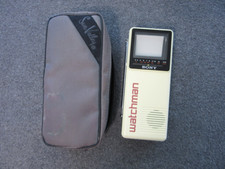 Vintage Sony FD-10A Watchman 1986 Black White Micro TV w/Case Japan - Turns On