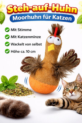 Katzenspielzeug Steh-auf-Huhn mit Federn und Sound Spielzeug*