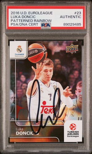 2016-17 Upper Deck Euroleague Luka Doncic Patterned Rainbow SP Auto #23 PSA/DNA