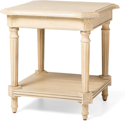 Rustic White Tall Square Wooden Side Table & Nightstand with Storage