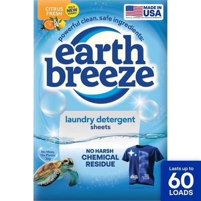 Citrus Fresh Laundry Detergent Sheets - 60 loads: Hypoallergenic, Vegan