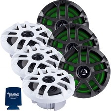 Memphis Audio 3 Pairs of MXA60L 6.5" Marine Grade,Black and White Grills RGB LED