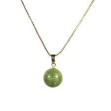 10mm PERIDOT BEAD / BALL 14k YELLOW GOLD / WHITE GOLD PLATED PENDANT NECKLACE