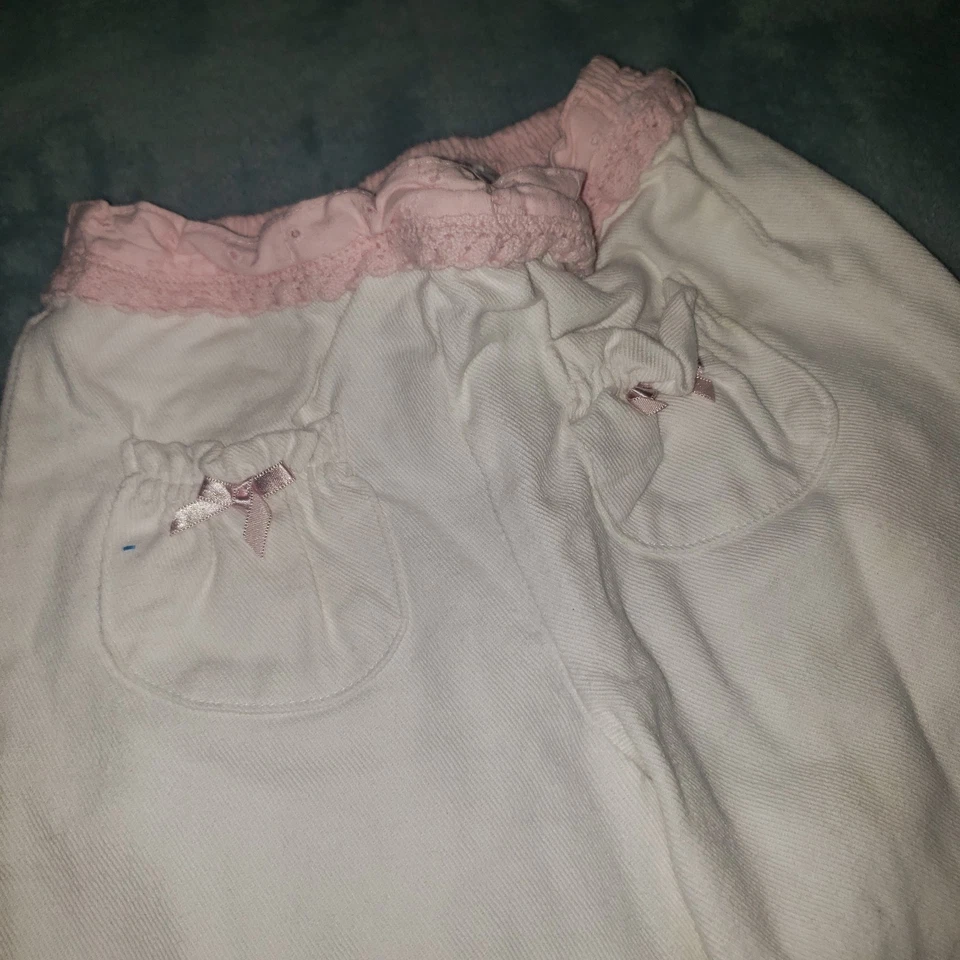 KIDS HEADQUARTERS Girls Size 4T Pants Floral Lace Elastic Waist Pockets White - Image 2 of 4