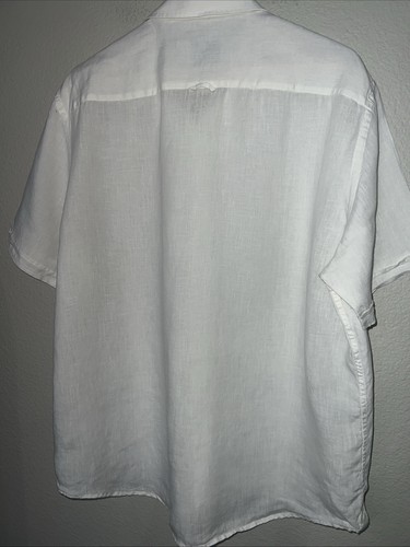 Report Collection Resort WHITE Linen Short Sleeve Button Down Shirt XXL 52”chest - Picture 4 of 6