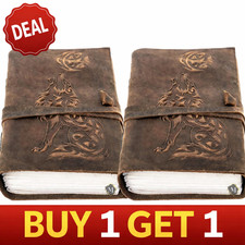 Leather Diary Journal Handmade 7x5" Wolf Lined Notebook 200 Pages  Buy 1 Get 1