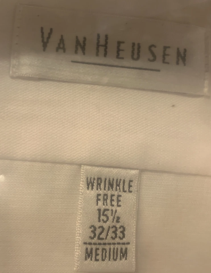 NEW VanHeusen Men's Dress Shirt white 15.5 Button Down Wrinkle Free - Image 2 of 4