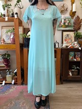 70s Aqua Lace Nightgown