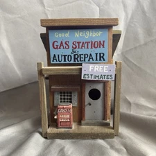 Vintage Rustic Wooden Gas Station Auto Repair Shop Bird House Handmade Funny