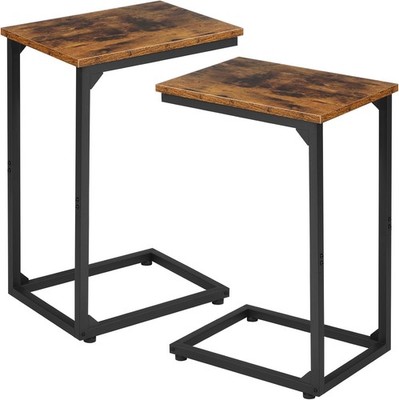AMHANCIBLE C Shaped Side Table, End Tables Living Room Set of 2, Slide Under