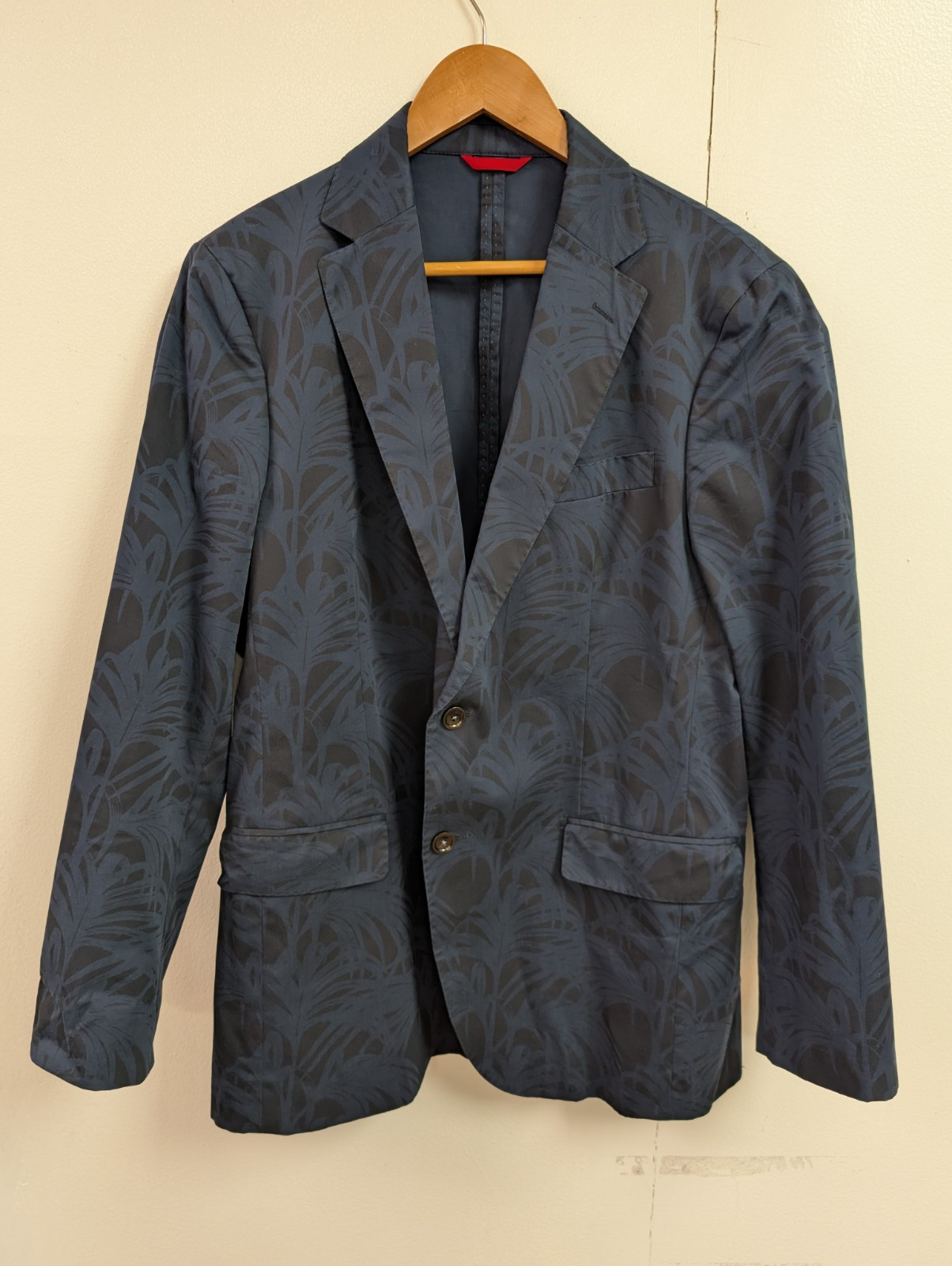 CAROLINA HERRERA Men's Navy Blue Floral Wool Sport Coat Jacket