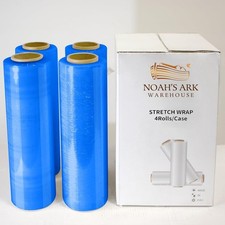 4 Rolls 18"x1500' Blue Pallet Wrap 60 Ga Industrial Strength Moving Film