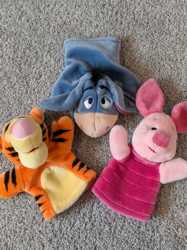 Vintage Tigger, Piglet, And Eore From Winnie the Pooh Hand Puppets, Lot Of
