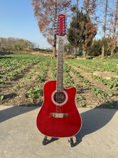 Aiersi 12 String 41 Inch Wine Red Electric Acoustic Guitar with 7545 Pick Up