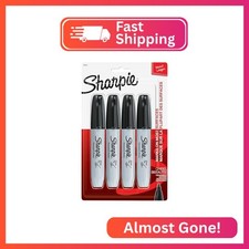 Sharpie Permanent Markers, Large, Chisel Tip, Black, 4 Count - Marks on Paper, P