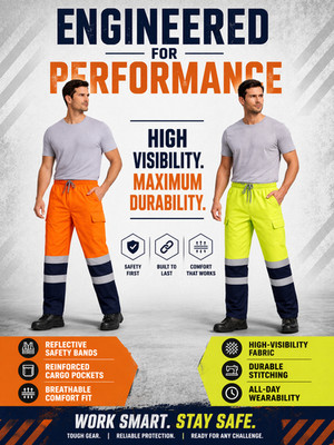 Hi Vis Cargo Jogginghose Herren Reflektierende Hose Fleece Arbeitshose