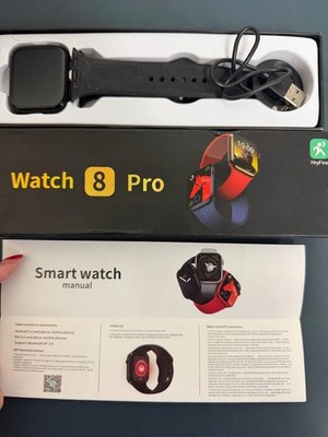 Watch 8 Pro Smart Watch Fitness Tracker Bluetooth Touchscreen Black Open Box