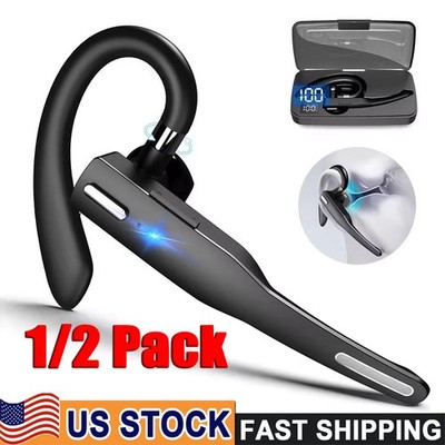 New Trucker Wireless Bluetooth 5.1 Earpiece Headset Mic Earbud Noise Cancelling