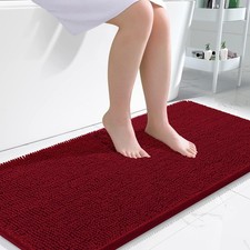 OLANLY Bathroom Runner Rugs 47x24, Extra Soft Absorbent 47" X 24", Red