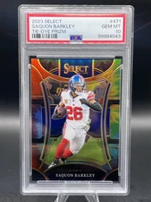 SAQUON BARKLEY 2023 SELECT #471 TIE-DYE PRIZM SUITE LEVEL 08/25 PSA 10 GEM MINT