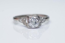 Retro Delicate Old European Cut Moissanite Ring Art Deco Filigree Wedding Ring