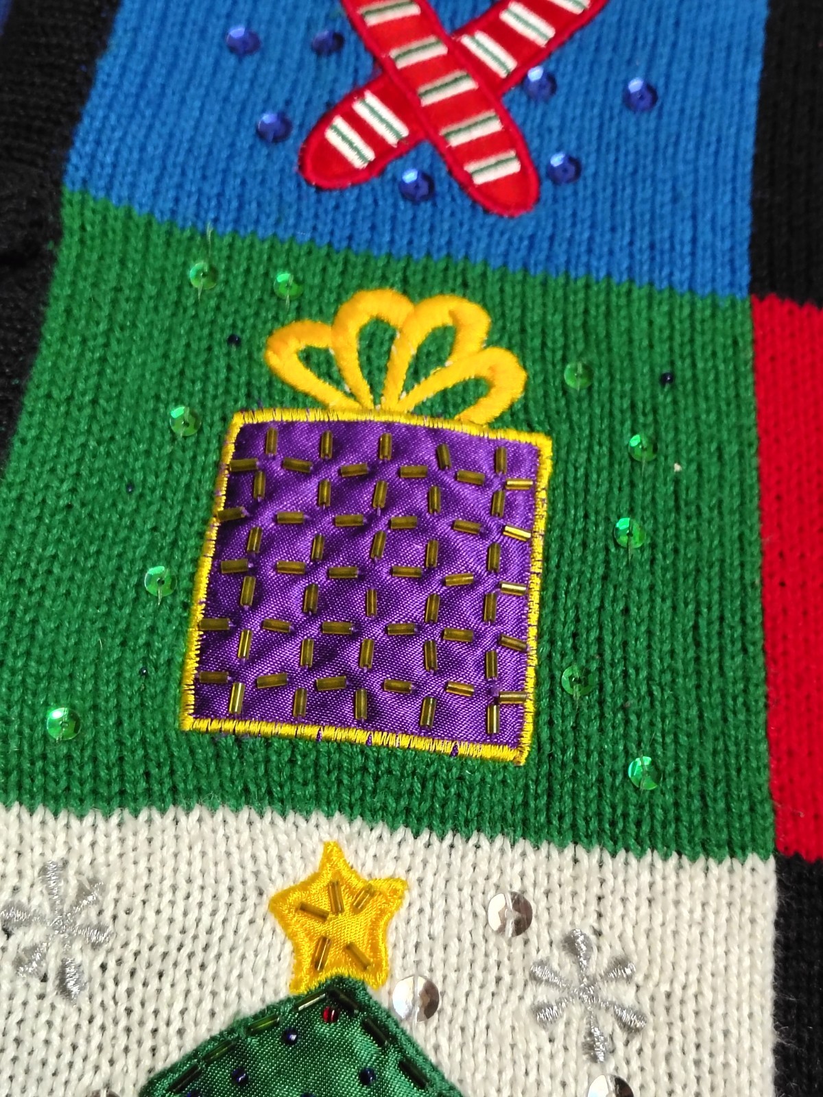 Basic Editions Holiday Patchwork Ugly Christmas S… - image 6