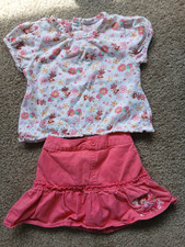 Vintage Strawberry Shortcake Girl 4T Floral Character Outfit Set Shirt Skirt Y2K