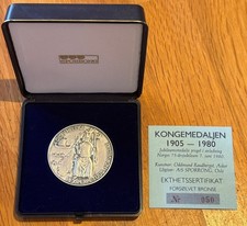 Norway 1980 Saint Olav Silver Plated Bronze Art Medal 48g 45mm Box CoA W0157