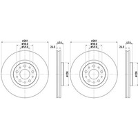 2X Hella Bremsscheiben 281Mm Vorne Passend FüR Fiat Tipo 56048PRO