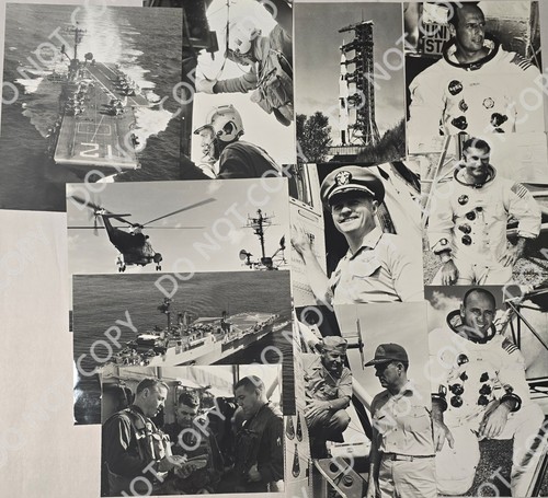 VintageNASA Apollo 12 Recovery Navy Press Photo Lot 12 1969 Photos w/ Captions