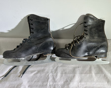 Penney  s Black Leather Ice Skates w/ Box Winter Decor Display