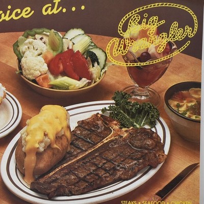 1987 Big Wrangler Restaurant Menu Burnham Carlisle Danville Halifax Hazleton