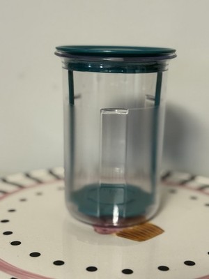 Clear Plastic Tupperware,  Round Kitchen Storage Container  Teal Twist Off Lid