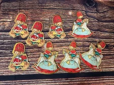 Vintage American Greetings Corp Gold Trim Cardboard Ornaments 3"