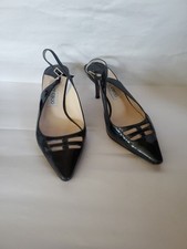 Jimmy Choo size 37.5 Mid High Heel Patent Leather Sling back Adjustable