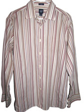 GAP MEN'S FITTED LONG SLEEVE BUTTON FRONT STRIPED SHIRT LARGE