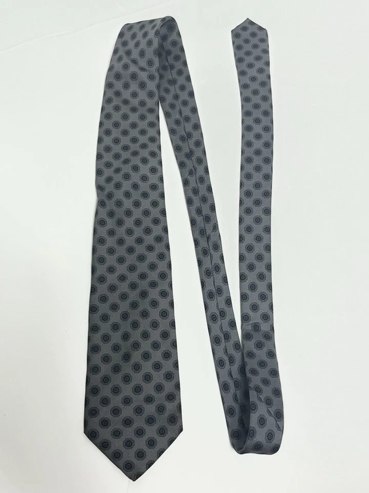 "Corbata vintage AQUASCUTUM para hombre 100 % seda gris estampado floral 3,25"" X 58""" Foto 3 de 4