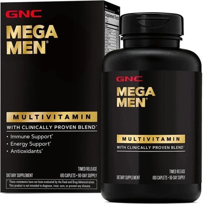GNC Mega Men Multivitamin Caplets, Timed Release, 180 Ct, Men s Daily Vitamins