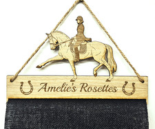 Dressage Rosette Holder Hanger 6mm Oak Veneer Fabric Mesh Horse Pony 
