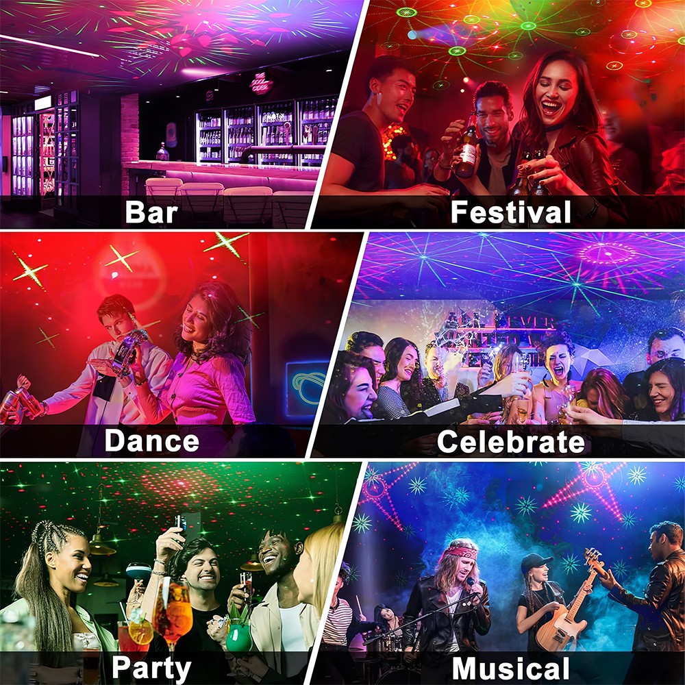 72 Patterns Projector Laser Party Light Sound Activated Christmas Decor & Remote