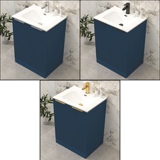 Modern Bathroom Vanity Unit Ceramic Basin Sink Cabinet Satin Blue 600/700/800mm